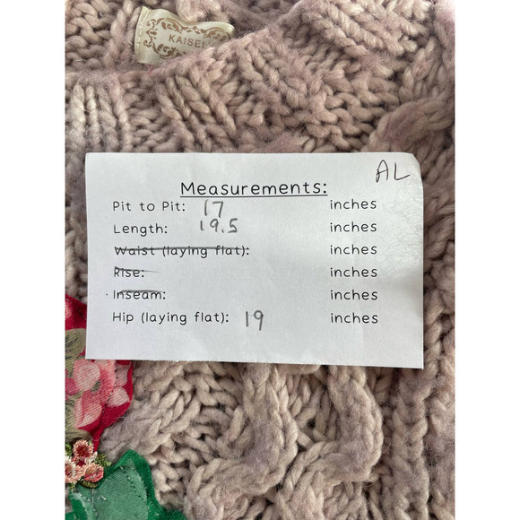 Madam P. Upcycled Cable Pullover Sweater sz.  M #AL - Picture 12 of 14